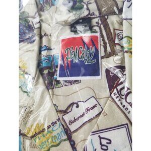 DemCrazy Size M Vintage Finger Lakes Winery Map Print Button-Up Shirt 100% Cotto